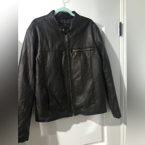 Andrew Marc New York Faux Leather Jacket Dark Brown Medium Size